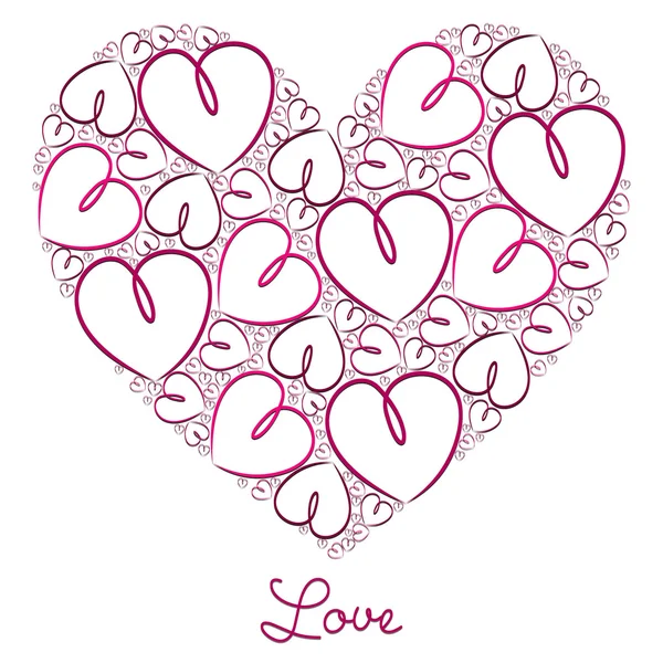Fuchsia carte coeur de coeur dessinée à la main en format vectoriel . — Image vectorielle