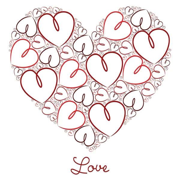 Fuchsia hand drawn heart of hearts card in vector format. — Stock Vector