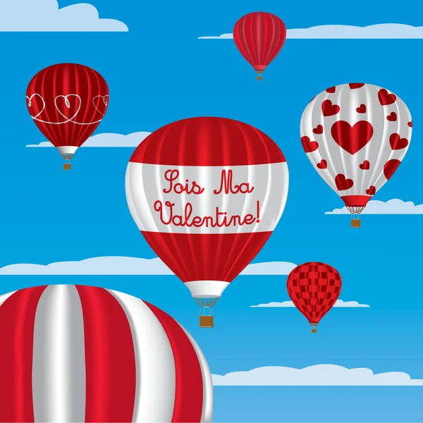 Valentine's hot air balloons in French — Stock Vector