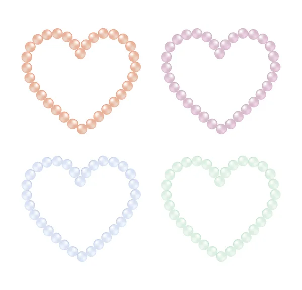 Corazones de perlas de colores en formato vectorial . — Vector de stock