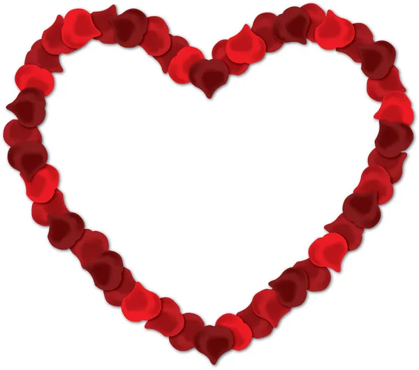 Rotes Rosenblatt Herzvektorbild auf weißem Hintergrund. — Stockvektor