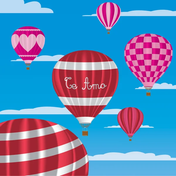 "Ik hou van je "hete lucht ballonnen in het Spaans — Stockvector
