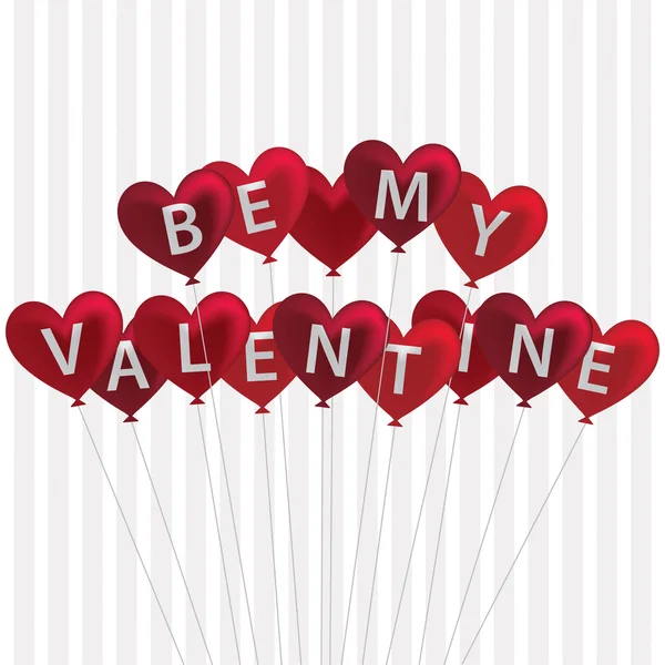 Tarjeta globo 'Be My Valentine' roja en formato vectorial . — Archivo Imágenes Vectoriales
