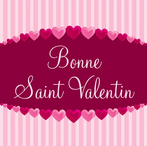Biglietto cardiaco francese 'Buon San Valentino' in formato vettoriale . — Vettoriale Stock