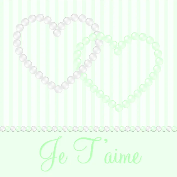 Carte coeur perle interconnectée blanche et vert menthe au format vectoriel . — Image vectorielle