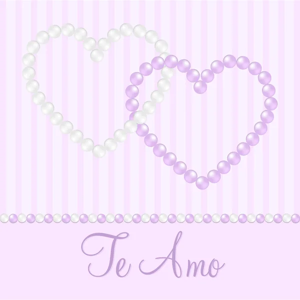 Carte coeur perle interconnectée blanche et violette au format vectoriel . — Image vectorielle