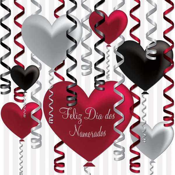 Cartão de balão português Feliz Dia dos Namorados em formato vetorial . — Vetor de Stock