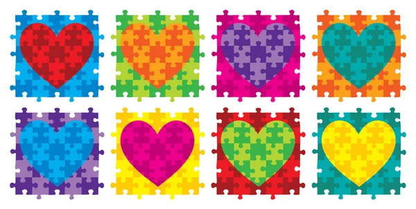 Heart jigsaw puzzle in vector format. — Stock Vector