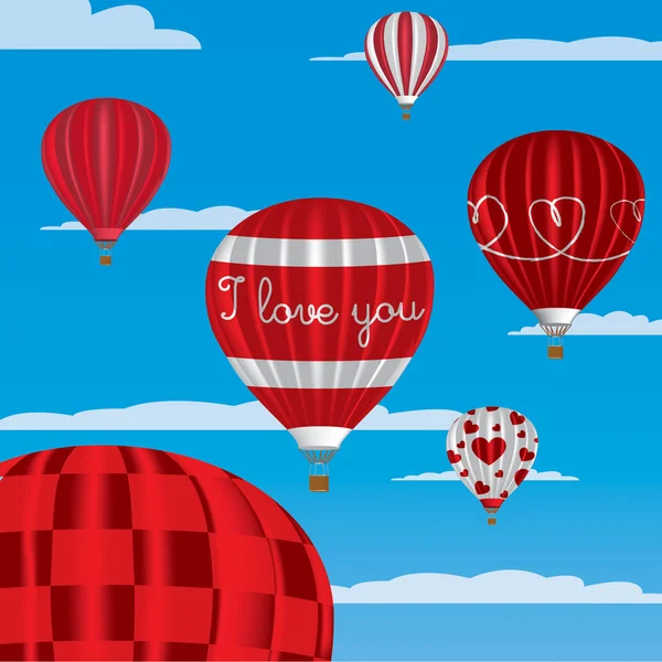 "I Love You" hot air balloons in English — Stock Vector
