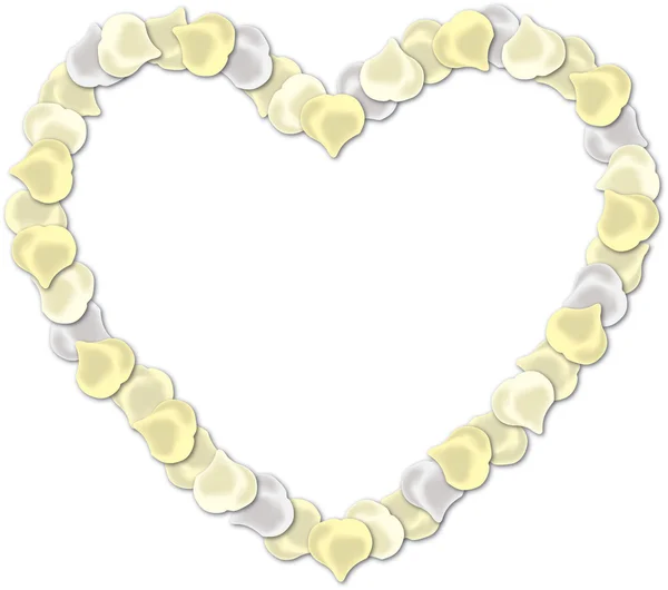 Λευκό και κρέμα ροδοπέταλα καρδιά διανυσματική εικόνα σε λευκό φόντο. — Διανυσματικό Αρχείο