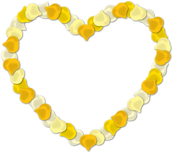 Imagen de vector corazón pétalo de rosa amarilla sobre fondo blanco . — Vector de stock