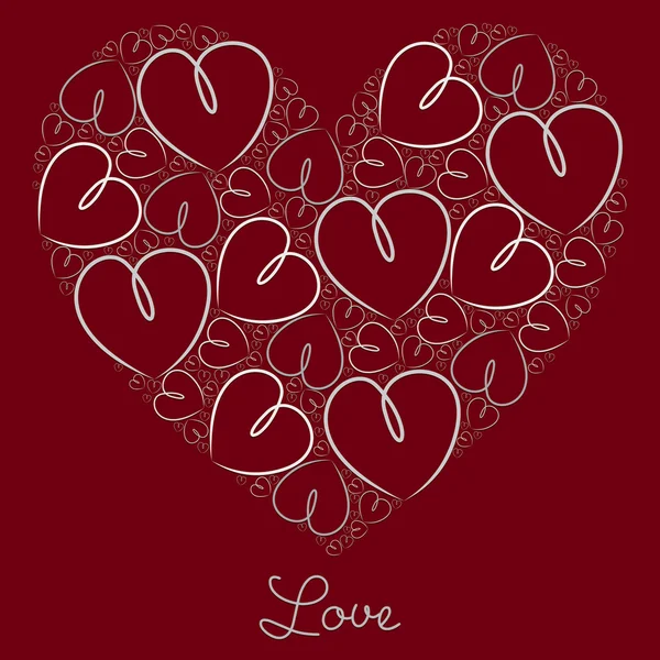 Coeur de coeur en argent dessiné à la main en format vectoriel . — Image vectorielle