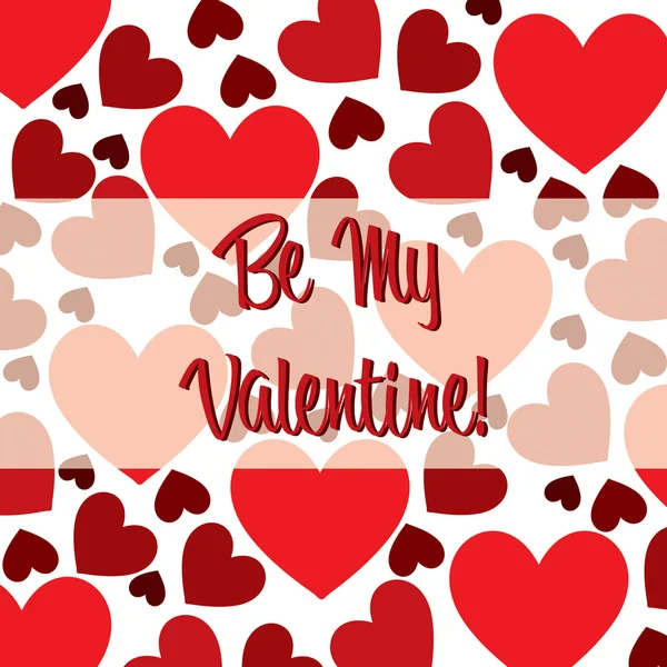 Be My Valentine red heart scatter card in vector format. — Stock Vector