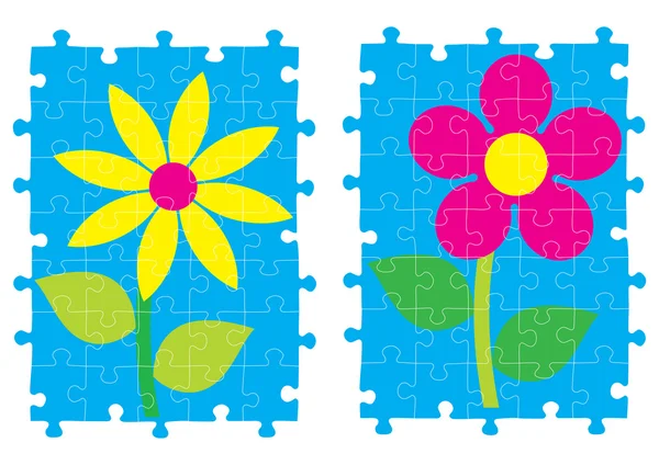 Daisy jigsaw puzzle vector. — Stock Vector