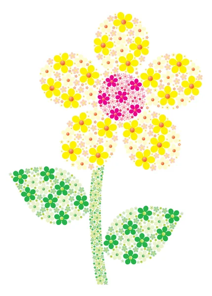 Mosaic Daisy made up of small daisies in vector format. — Stock Vector