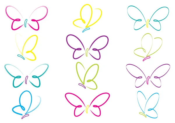 Mariposas dibujadas a mano en formato vectorial . — Vector de stock