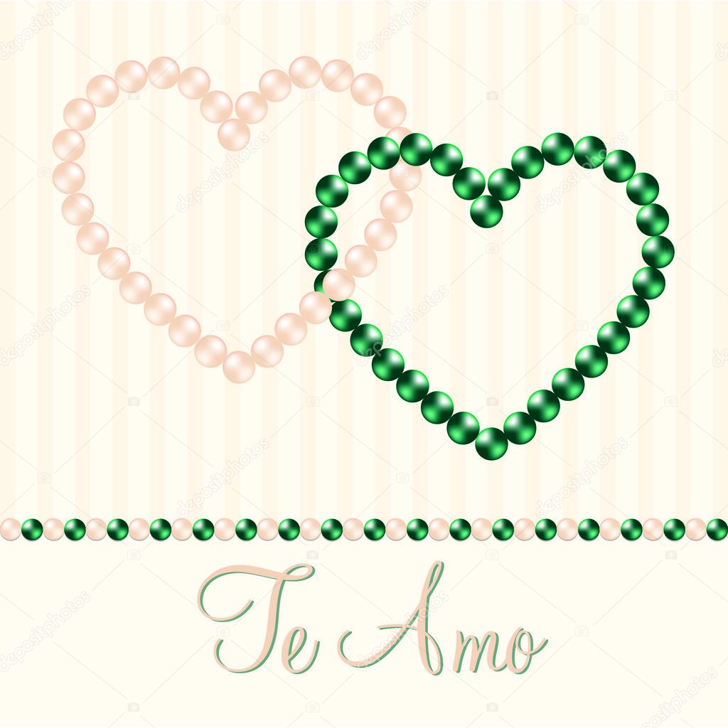 Cream, Cream and emerald hearts in vector format.
