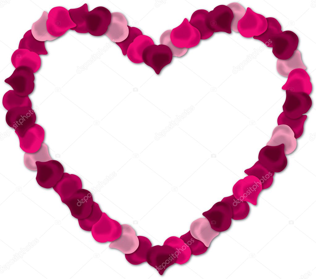 Red rose petal heart vector image on a white background.