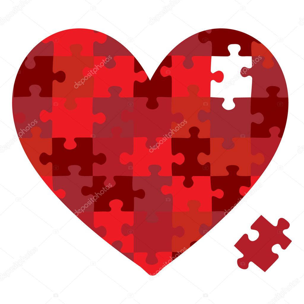 Heart jigsaw puzzle in vector format.