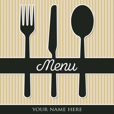 Cutlery theme paper cut out menu in vector format. clipart