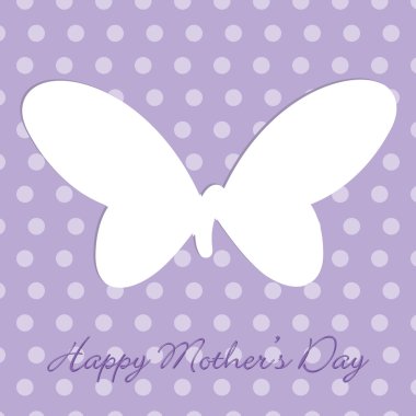 Mauve Mother's Day polka dot butterfly cut out card in vector format. clipart