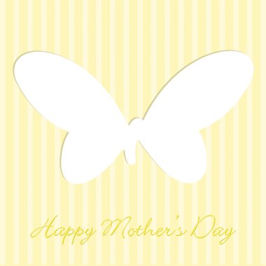 Yellow Mother's Day striped butterfly cut out card in vector format. clipart