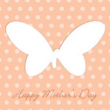 Creame Mother's Day polka dot butterfly cut out card in vector format. clipart