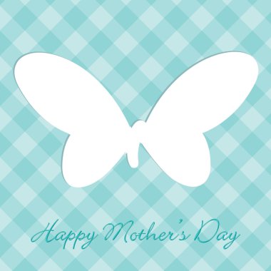 Blue Mother's Day plaid butterfly cut out card in vector format. clipart