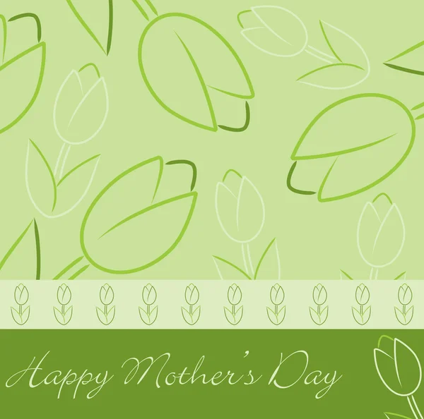 Limoengroen "happy mother's day" tulip kaart in vector-formaat. — Stockvector