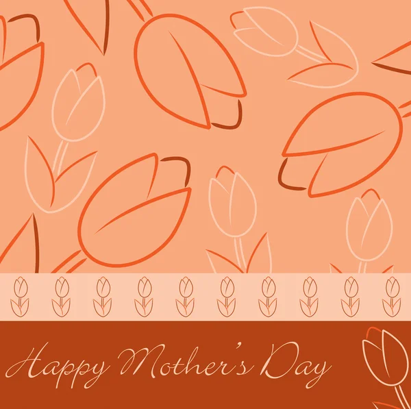 オレンジ色の「ハッピー母の日」チューリップ カード ベクトル形式で. — ストックベクタ