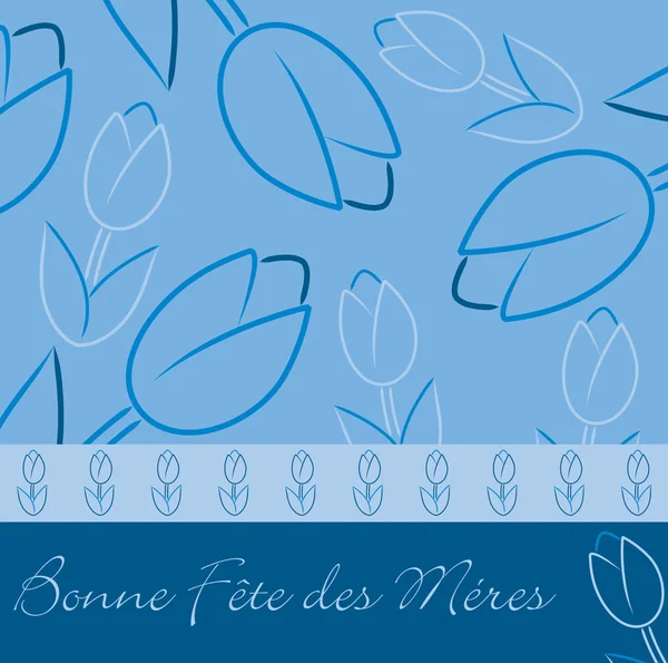 Franska blå "glad mors dag" tulip kort i vektorformat. — Stock vektor