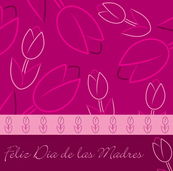 Spanische "Happy Mother 's Day" Tulpenkarte im Vektorformat. — Stockvektor
