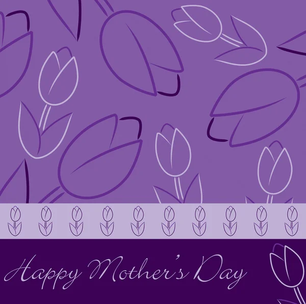 紫「母の日おめでとう」チューリップ カード ベクトル形式で. — ストックベクタ