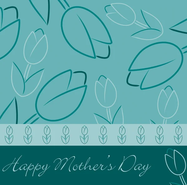 Aqua "Happy Mother 's Day" Tulpenkarte im Vektorformat. — Stockvektor