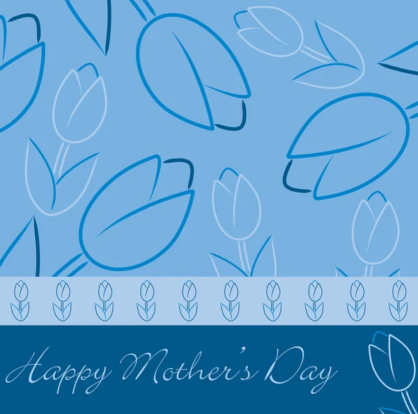 Niebieski "happy mother's day" tulipan karty w formacie wektorowym. — Wektor stockowy