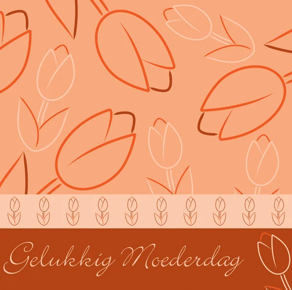 Orange "Feliz Dia das Mães" cartão tulipa em formato vetorial . —  Vetores de Stock