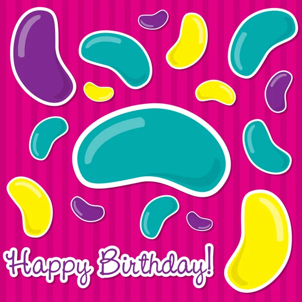 Happy Birthday jelly bean sticker card in vector format. — Stock Vector
