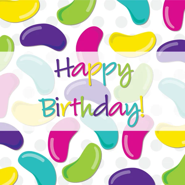 Jelly Bean Happy Birthday tarjeta en formato vectorial . — Vector de stock