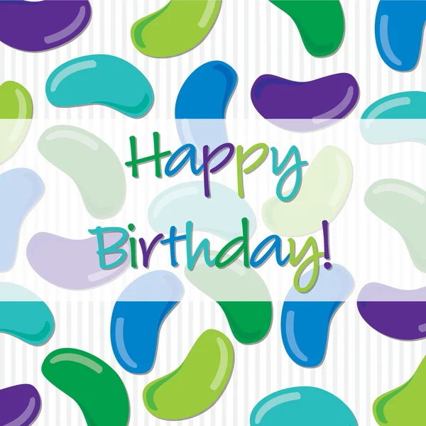Jelly Bean Happy Birthday tarjeta en formato vectorial . — Vector de stock