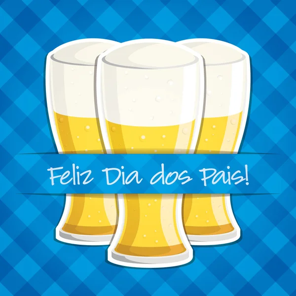 Carte de bière portugaise "Bonne fête des pères" en format vectoriel . — Image vectorielle