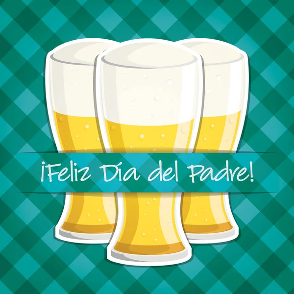 Spanische "Happy Vatertag" -Bierkarte im Vektorformat. — Stockvektor