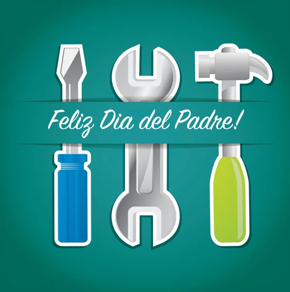 Papel espanhol recortado "Feliz Dia do Pai" cartão de ferramenta em formato vetorial . — Vetor de Stock