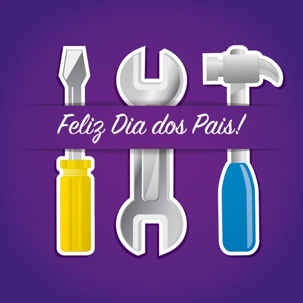 Papel portugués recortar "Feliz Día del Padre" tarjeta de herramientas en formato vectorial . — Archivo Imágenes Vectoriales