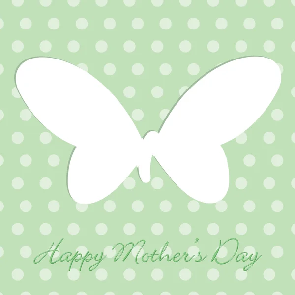Zelené matky den polka dot motýl vystřihnout kartu ve vektorovém formátu. — Stockový vektor