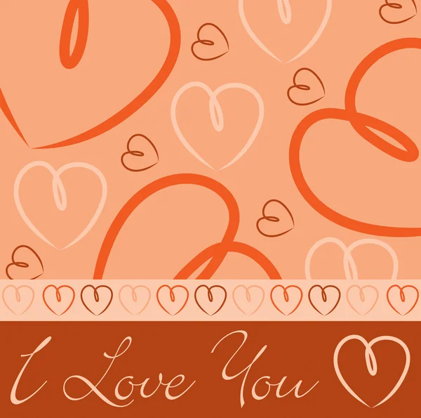 Cartão de coração laranja desenhado à mão em formato vetorial . — Vetor de Stock