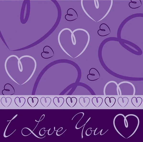 Tarjeta de corazón dibujada a mano violeta en formato vectorial . — Vector de stock