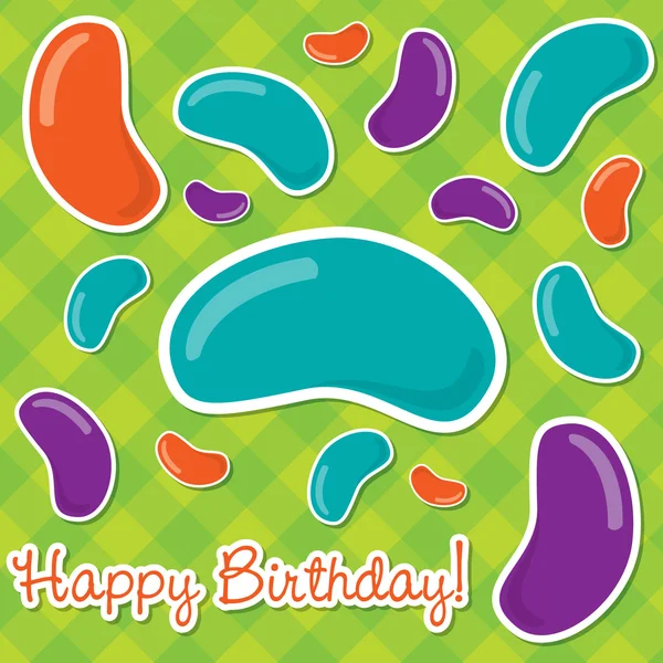 Happy Birthday jelly bean sticker card in vector format. — Stock Vector