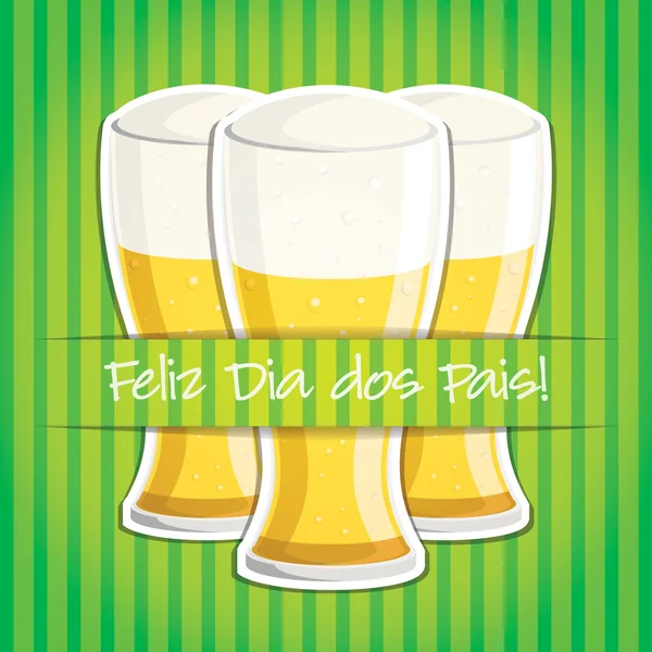 Cartão de cerveja português "Happy Father 's Day" em formato vetorial . —  Vetores de Stock