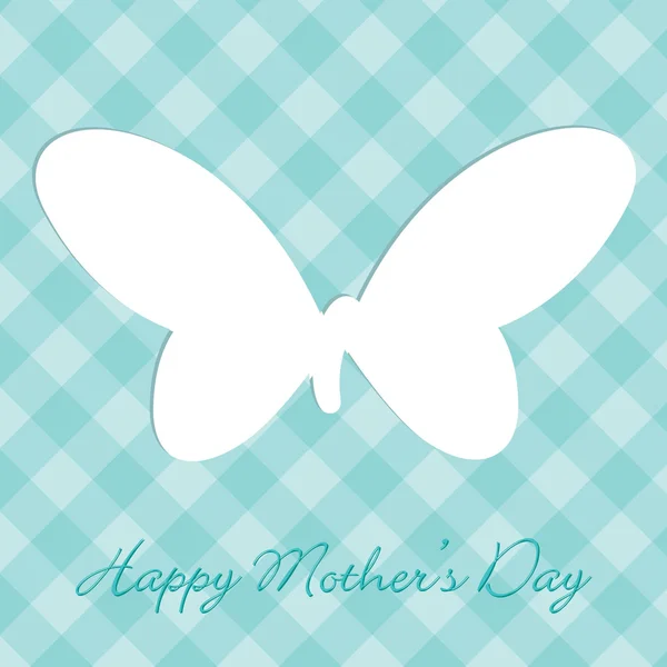 Papillon à carreaux bleu fête des mères carte découpée au format vectoriel . — Image vectorielle