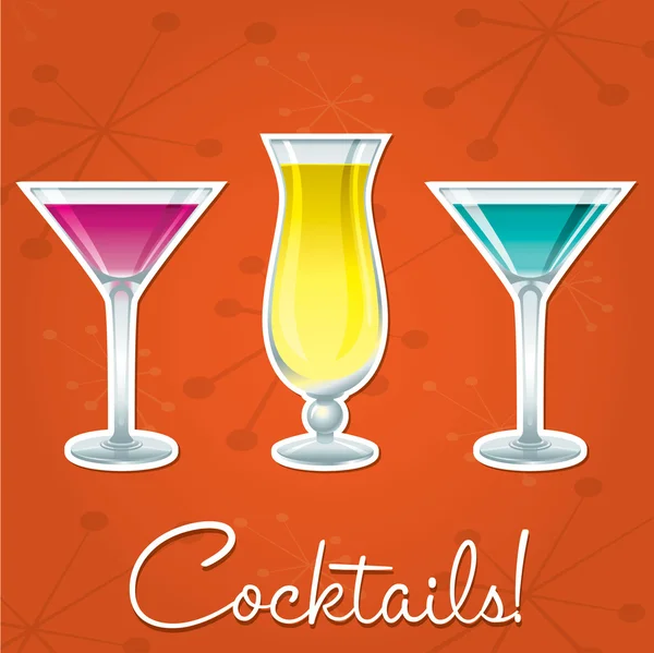 Heldere retro cocktail kaart in vector-formaat. — Stockvector